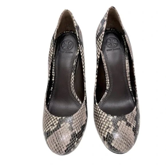 TORY BURCH Astoria Snakeskin Print Wedge Shoe Sz 8 - Picture 5 of 13